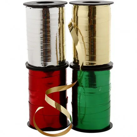 Geschenkband, B: 10 mm, glänzend, 4x250 m/ 1 Packung.