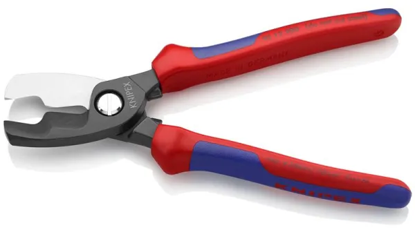 Knipex Kabelschneider mit Doppelklinge, brüniert, mit Mehrkomponenten-Griff 200 mm