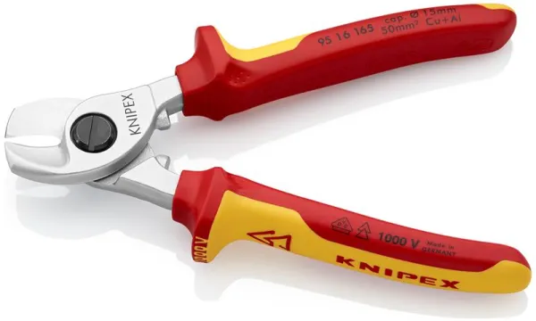 Knipex verchromter Kabelschneider, VDE-geprüft 165 mm