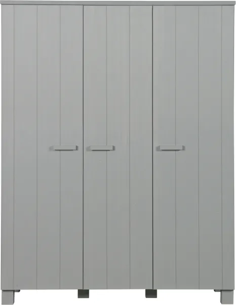 Dennis, Kleiderschrank, grau, H202x55x158 cm, Kiefernholz