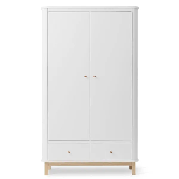 Oliver Furniture Wood Kleiderschrank 2 Türen Weiß/Eiche