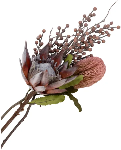 HOUSE NORDIC King Protea Strauß künstliche Blumen, Mix - rosa Kunststoff (H:74)