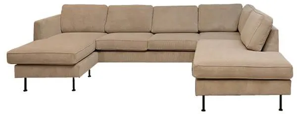 Thy-Sofa mit Chaiselongue und offener Seite - 305 x 210 cm - beiger Samt - linkshändig